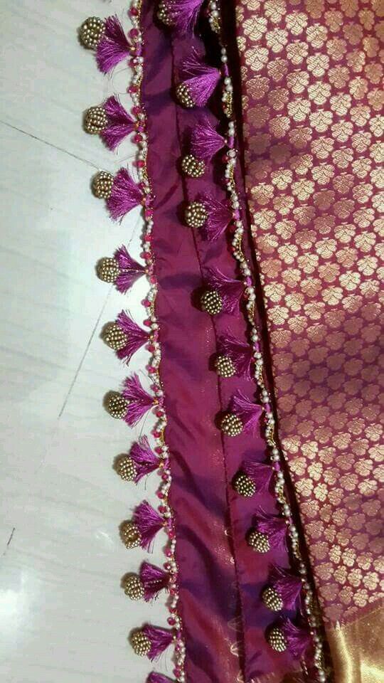Beaded Silk Saree Tassel Design