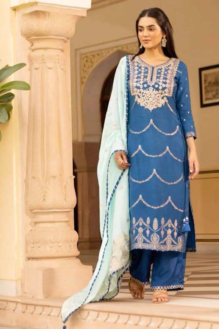 Blue Jaipuri Gota Patti Suit Design