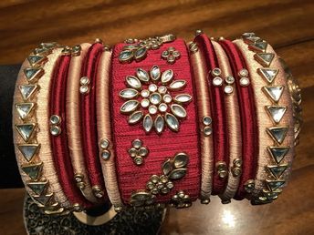 Burgundy And Tan Kundan kundan bangles designs