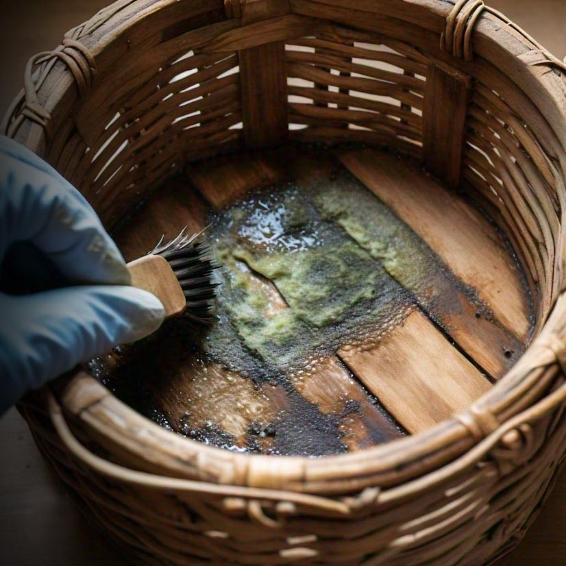 Cleaning moldy wooden baskets