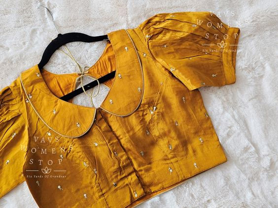 Collared Cotton Puff Blouse Design