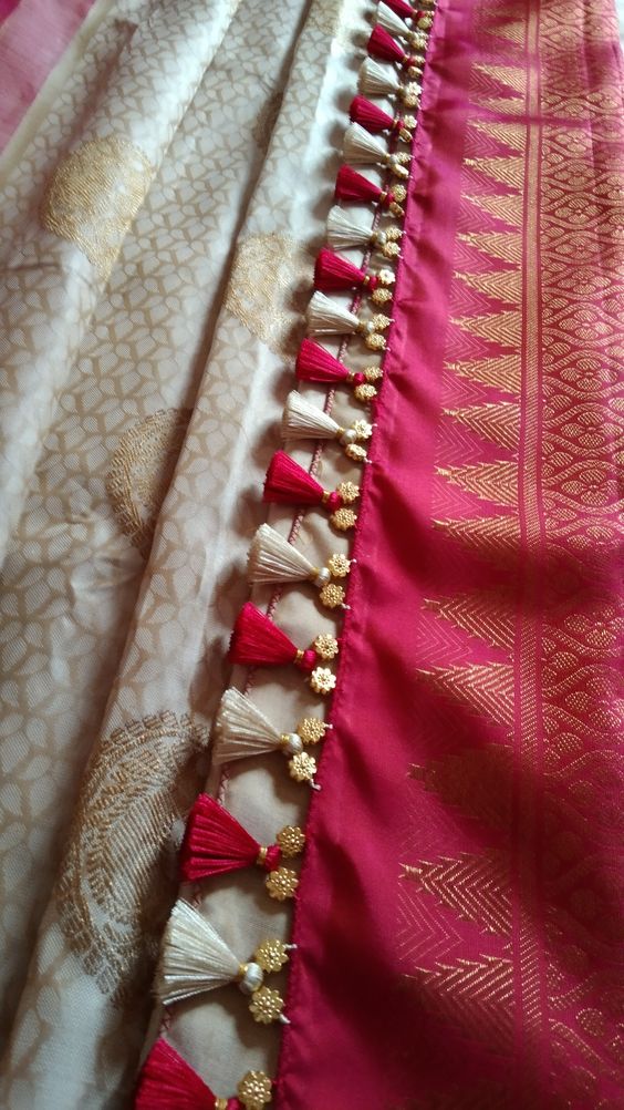 Dual Toned Silk Saree Tassel Design