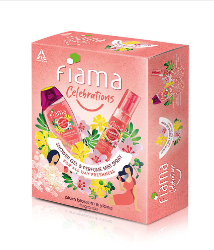 Fiama's all new Gift Pack  The Combo pack, Happy Naturals Plum blossom and ylang shower gel & Perfume mist.