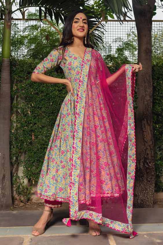 Floral Anarkali Printed Suit Design