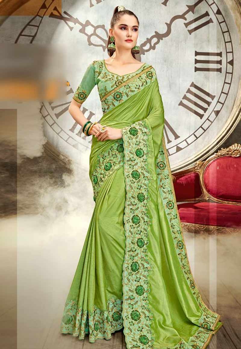 Floral Green Saree Design