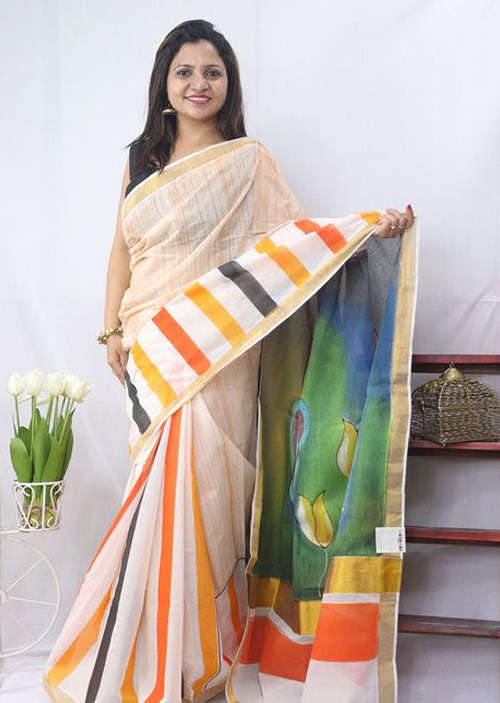 Hand Painted Kerala Cotton Saree
