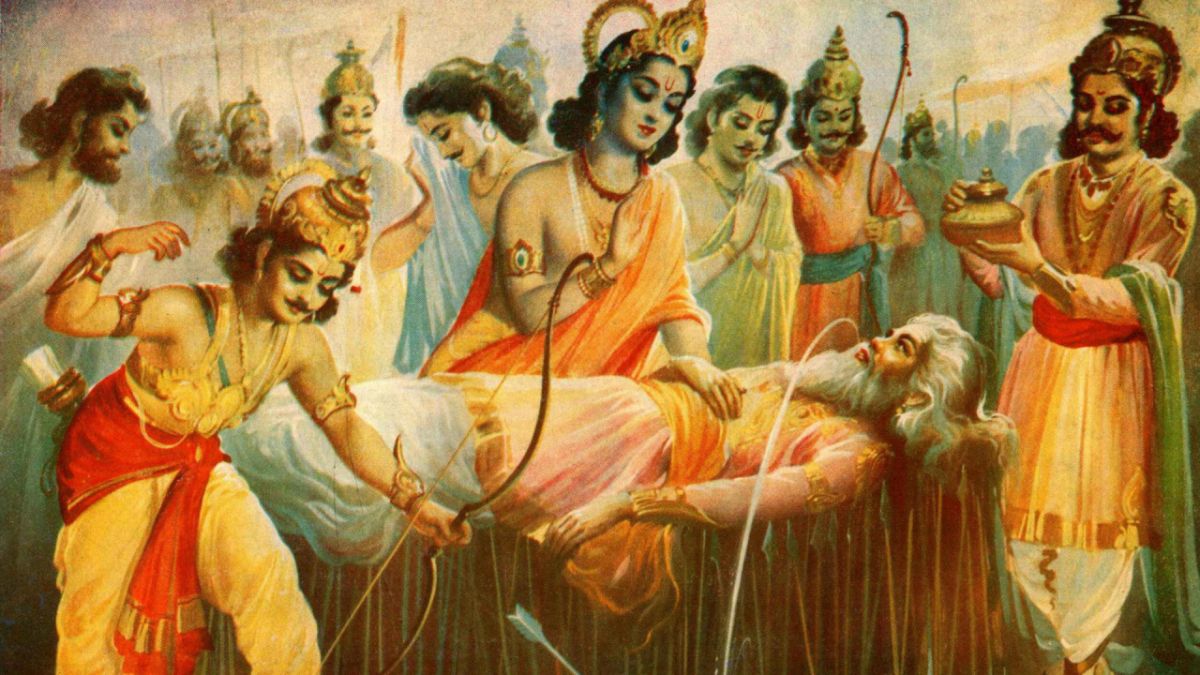 How many days did Bhishma lied on Arrow bed