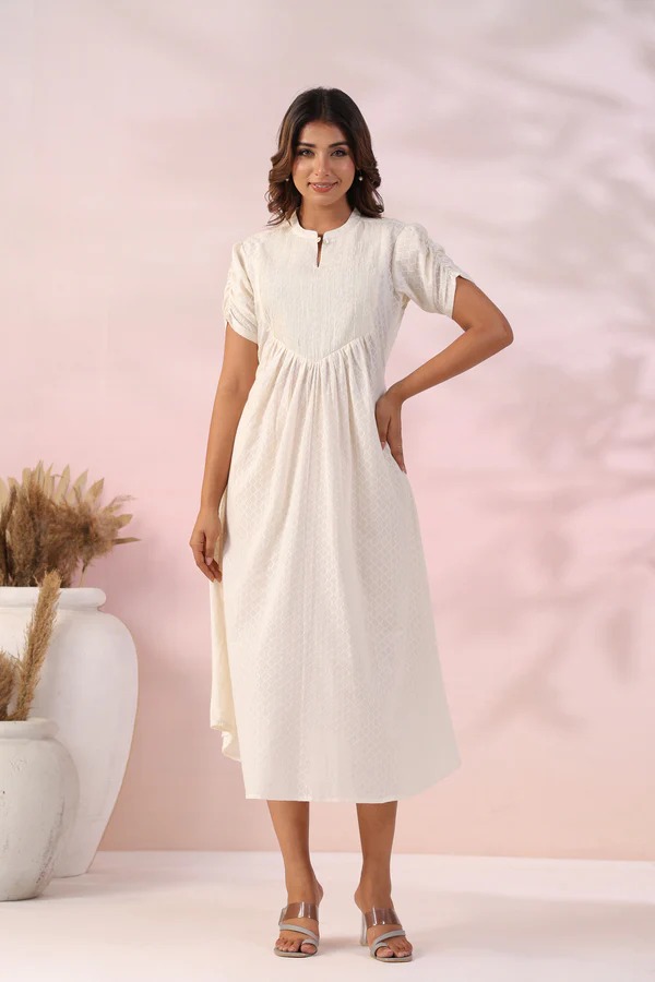 Ivory Cotton Pintuck Dress Claims