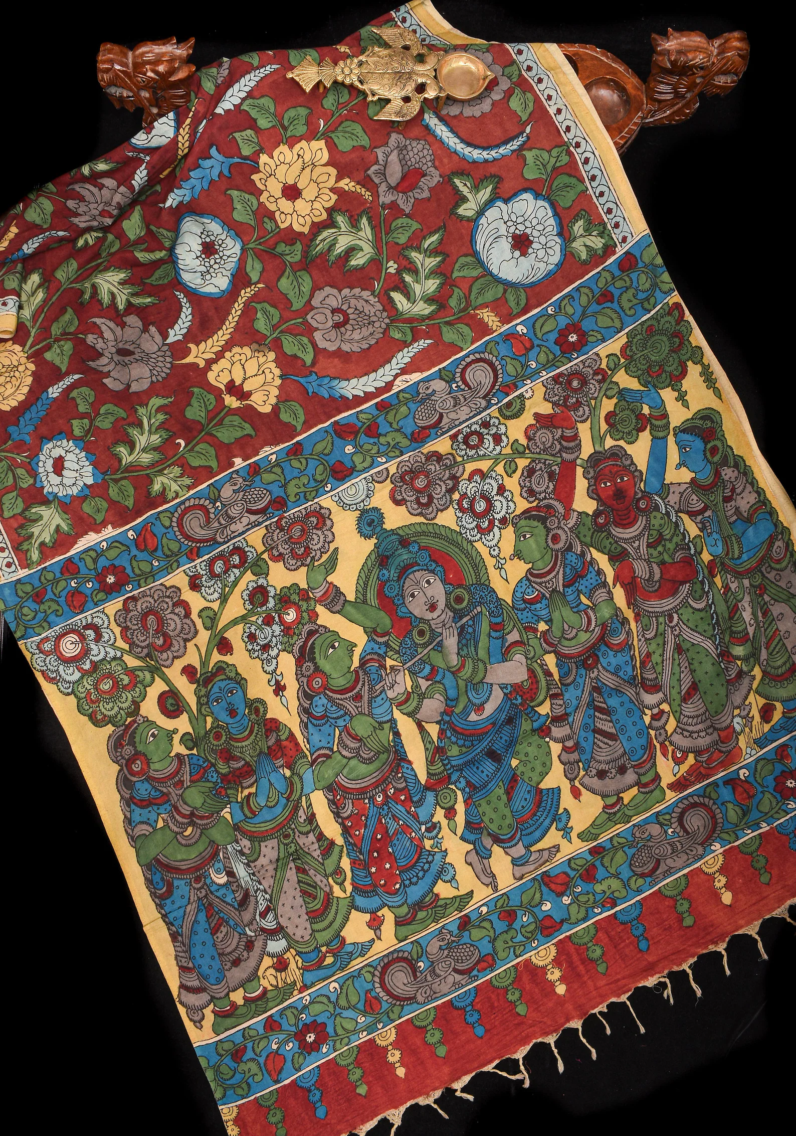 Kalamkari Krishna Printed Saree Design