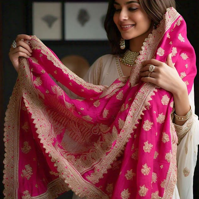 Lace work duptta shopping