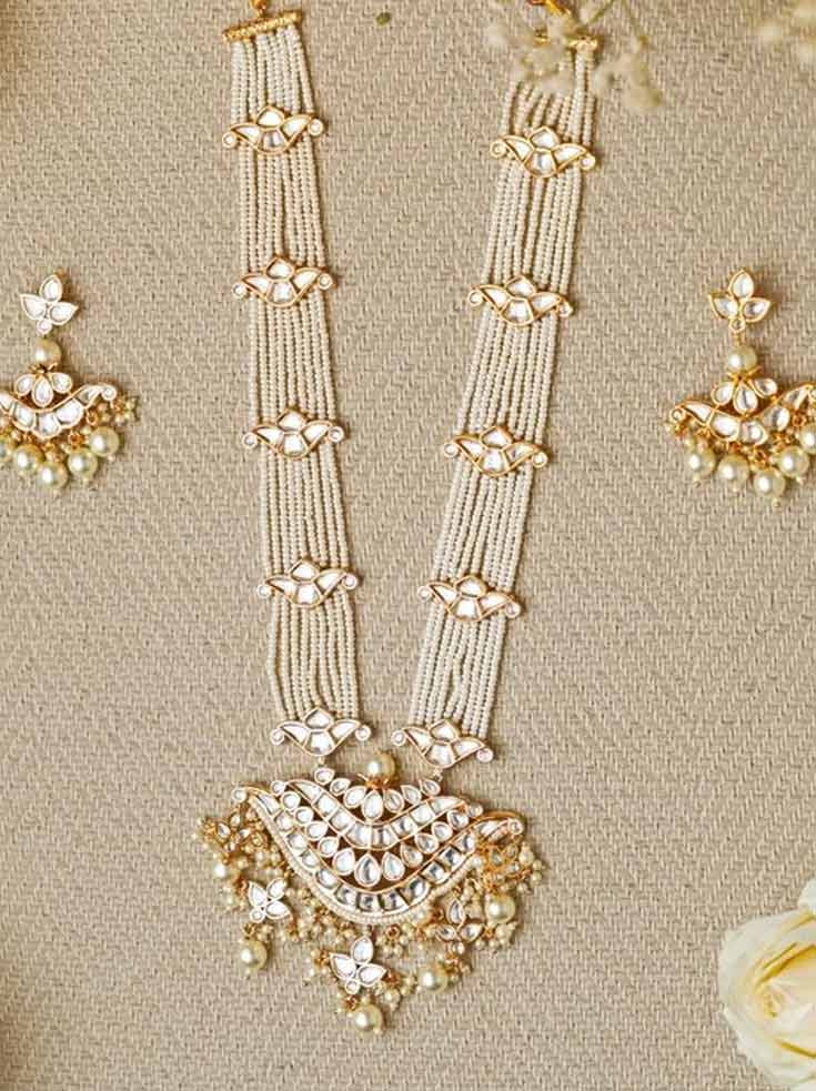 Long Pearl Kundan Necklace