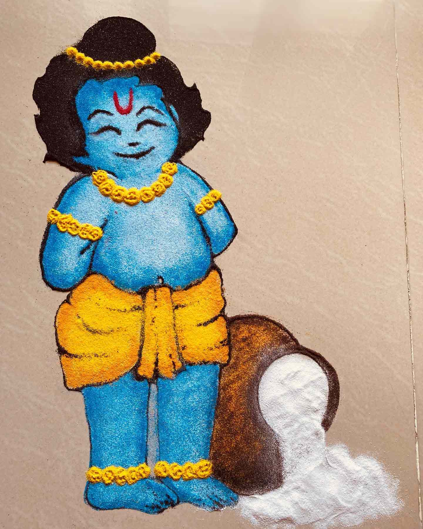 Lord Krishna Janmashtami Rangoli Design