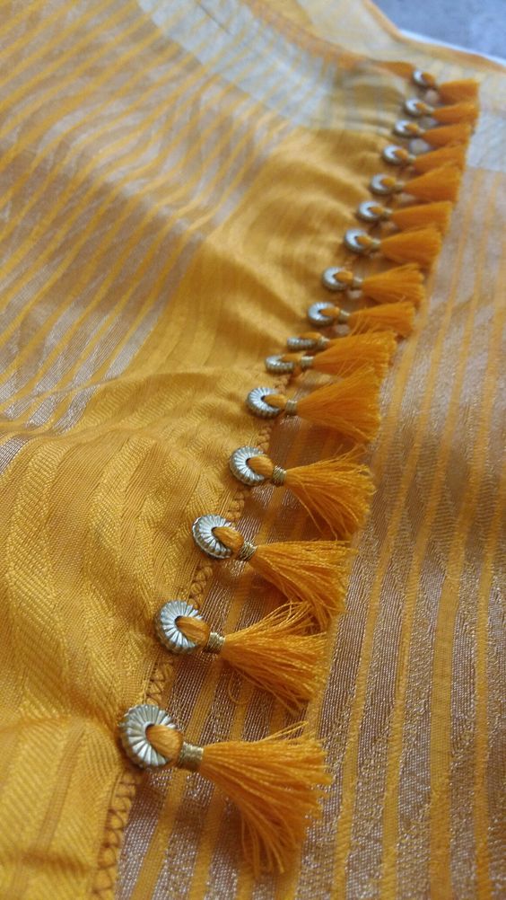 Matching Colour Silk Saree Tassel Design