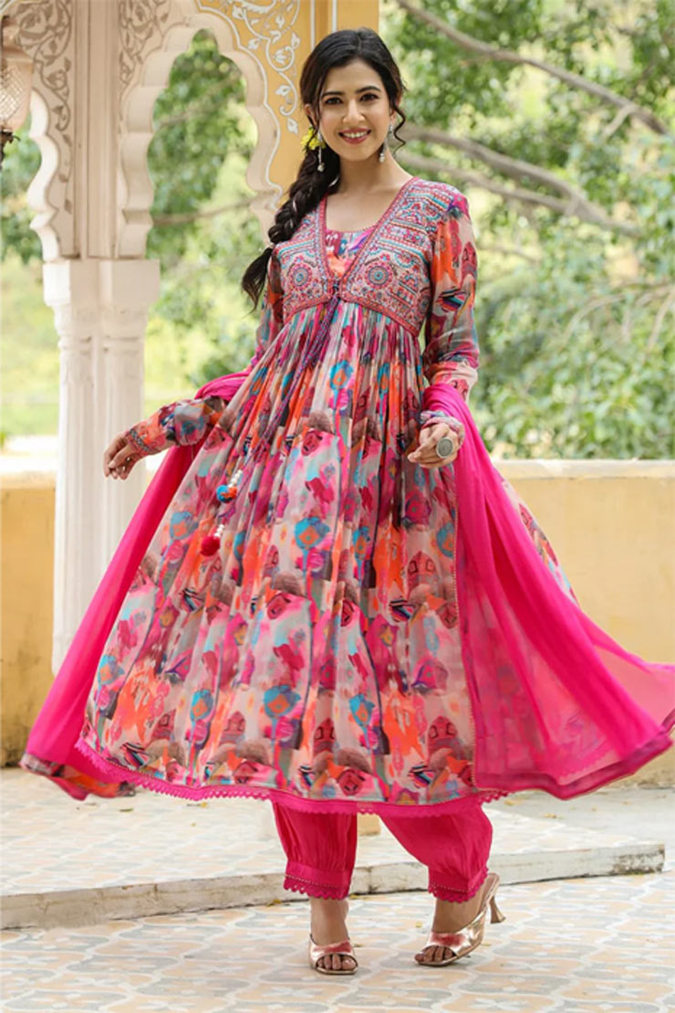 Mirror Work Three Piece Suit for raksha bandhan