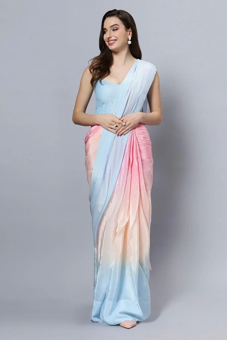 Ombre Pure Crepe Silk Saree Design