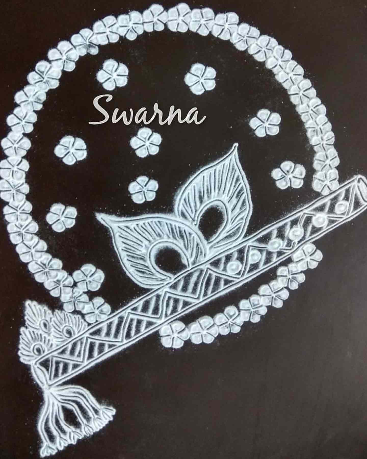 One Colour Janmashtami Rangoli Design