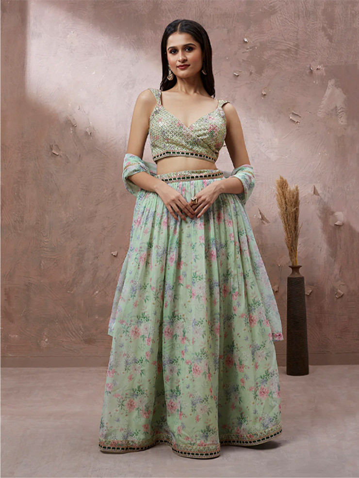 Organza Floral Lehenga Choli