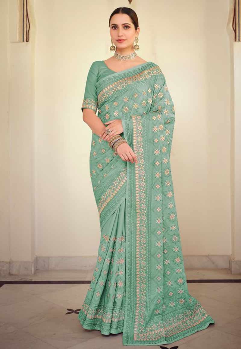 Pastel Green Saree Design