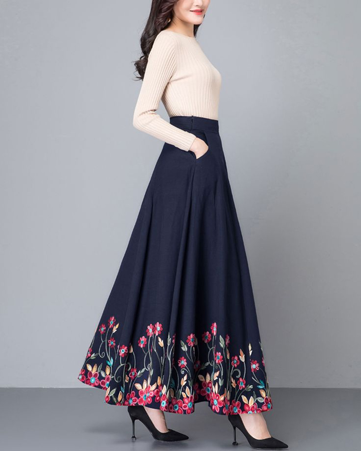 Plain Cotton Long Skirt Design