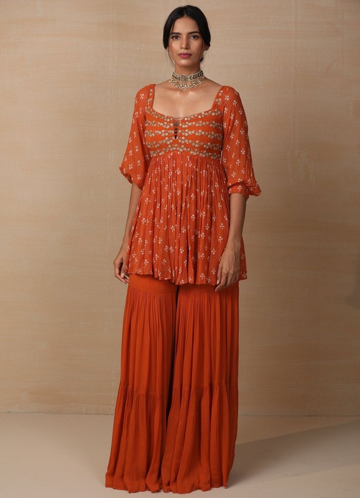 Puff Sleeve Sharara Suit Design