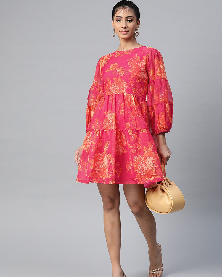 Puff Sleeves A Line Dress