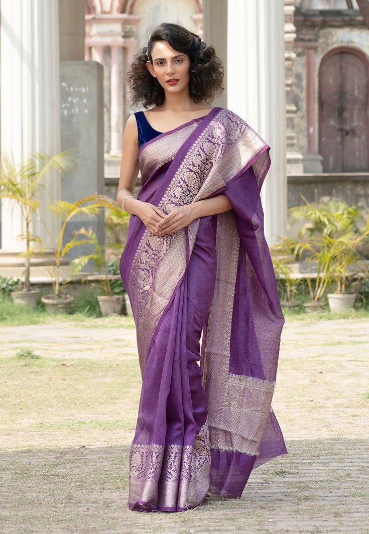Pure Linen Lightweight Banarasi Saree Design