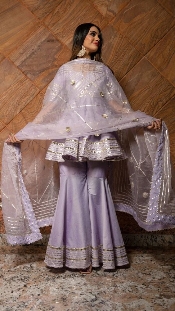 Purple Sharara Gota Patti Suit