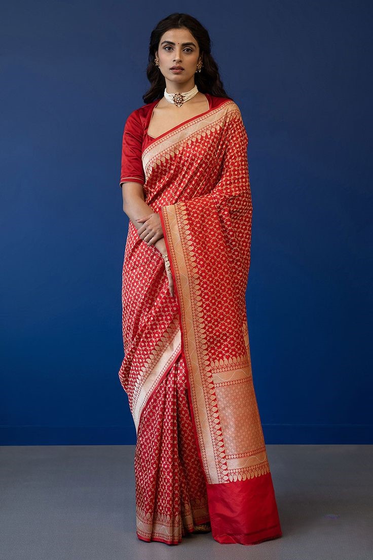 Red Banarasi Silk Saree For Wedding