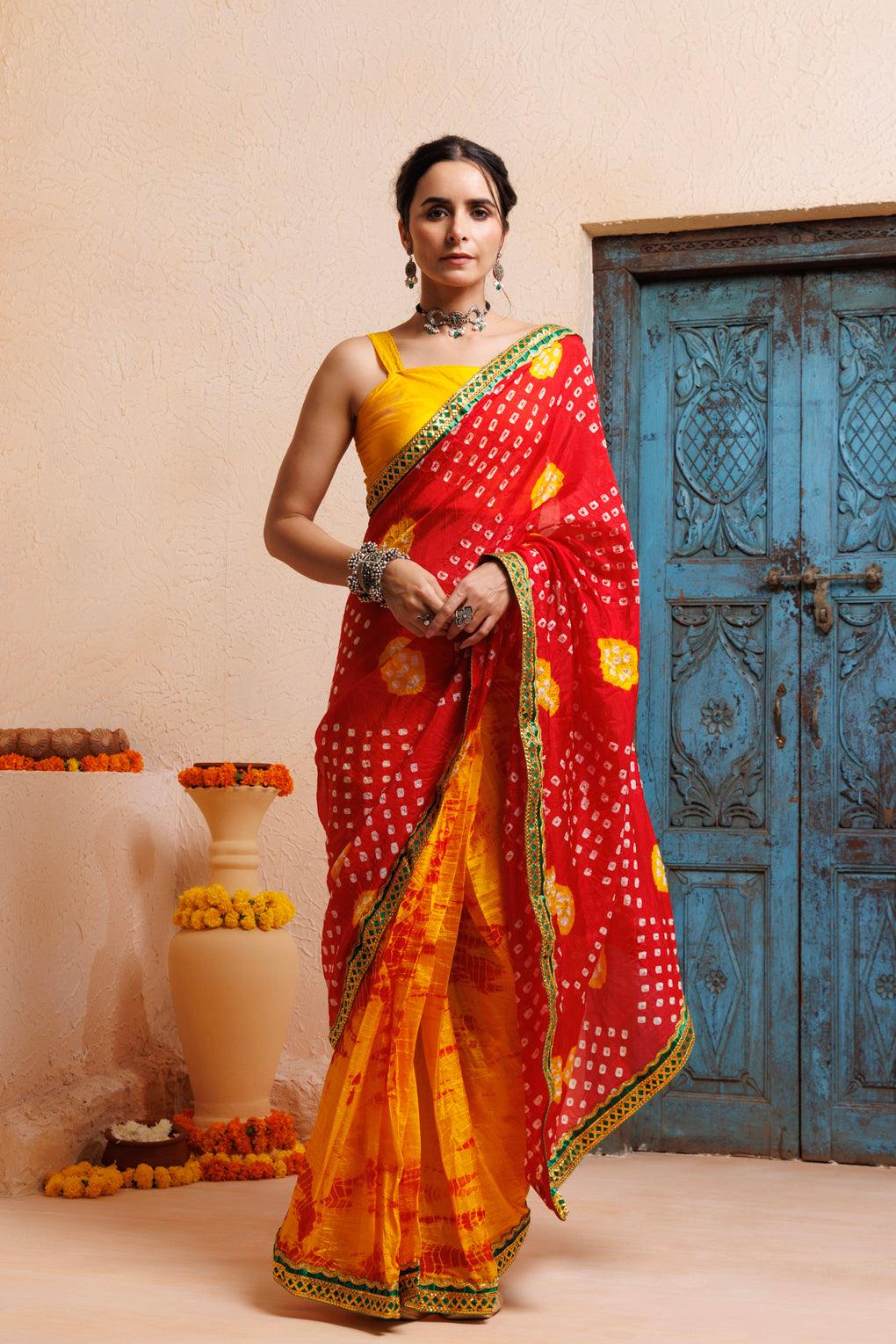 Red Yellow Saree Designs