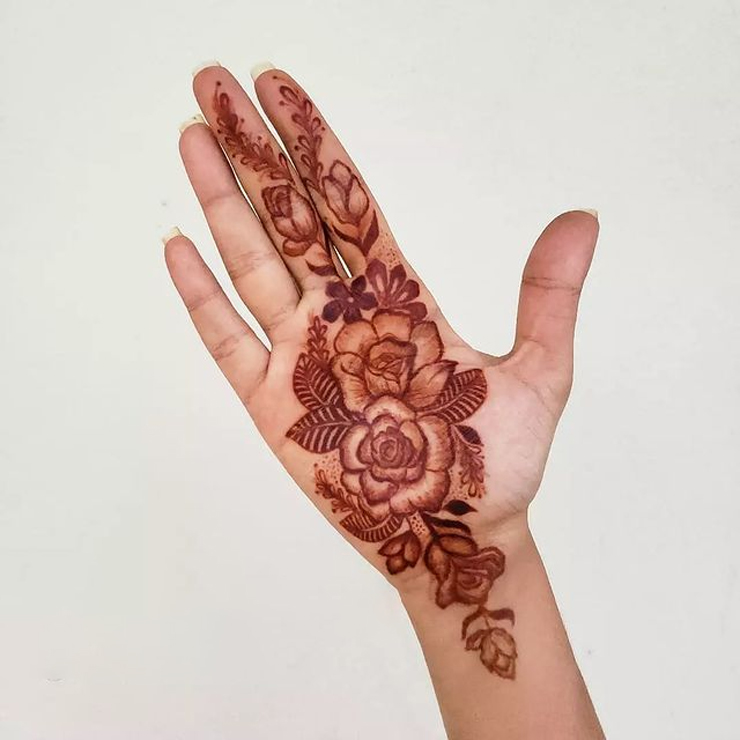 Rose Flower bel Mehndi Designs