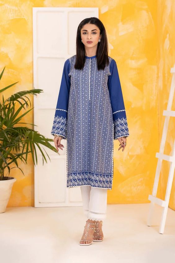 Royal Blue Chikankari Kurti
