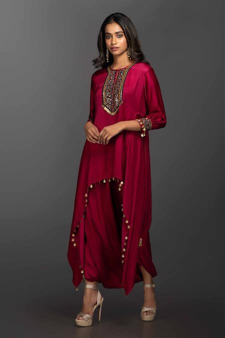 Satin Silk Suit Design With Dhoti Pants