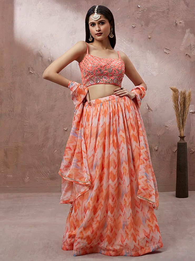 Semi Stitched Floral Lehenga