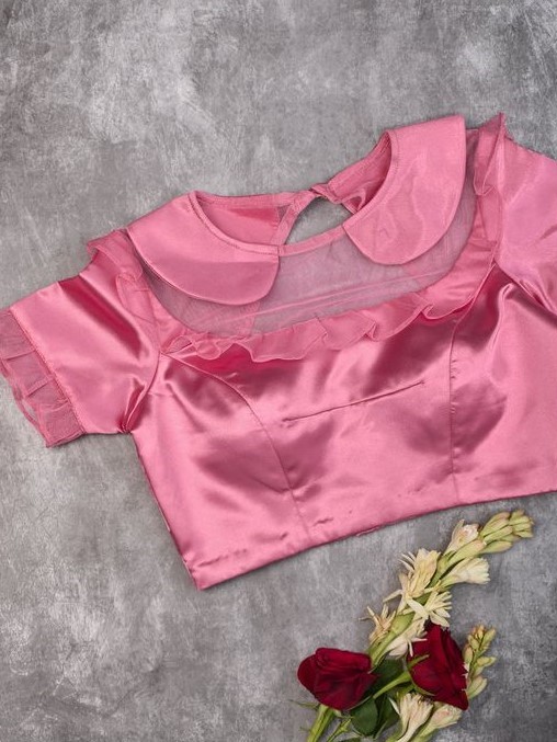 Sheer Neck Peter Pan Collar Blouse