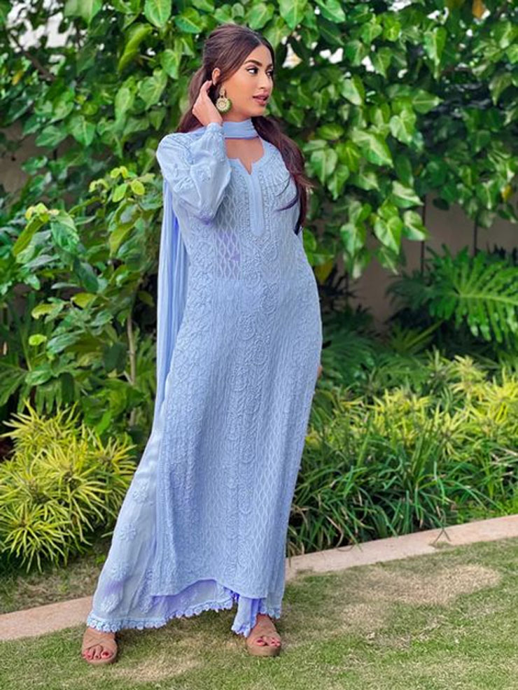 Simple Blue Chikankari Suit Design