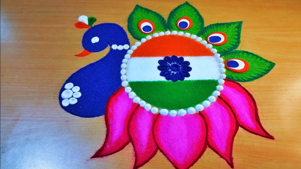 Simple Tiranga Rangoli Designs