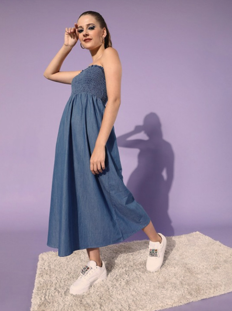 Strapless denim dress