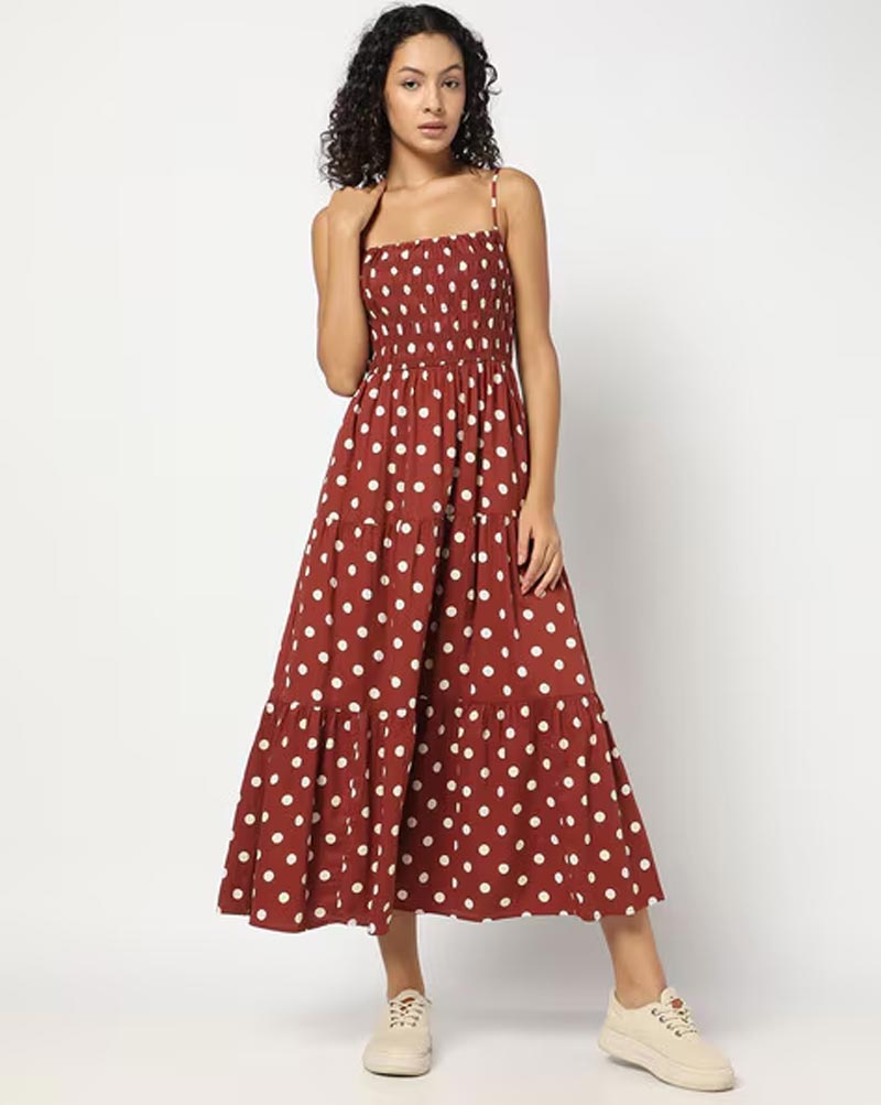 Strapless polka dot dress