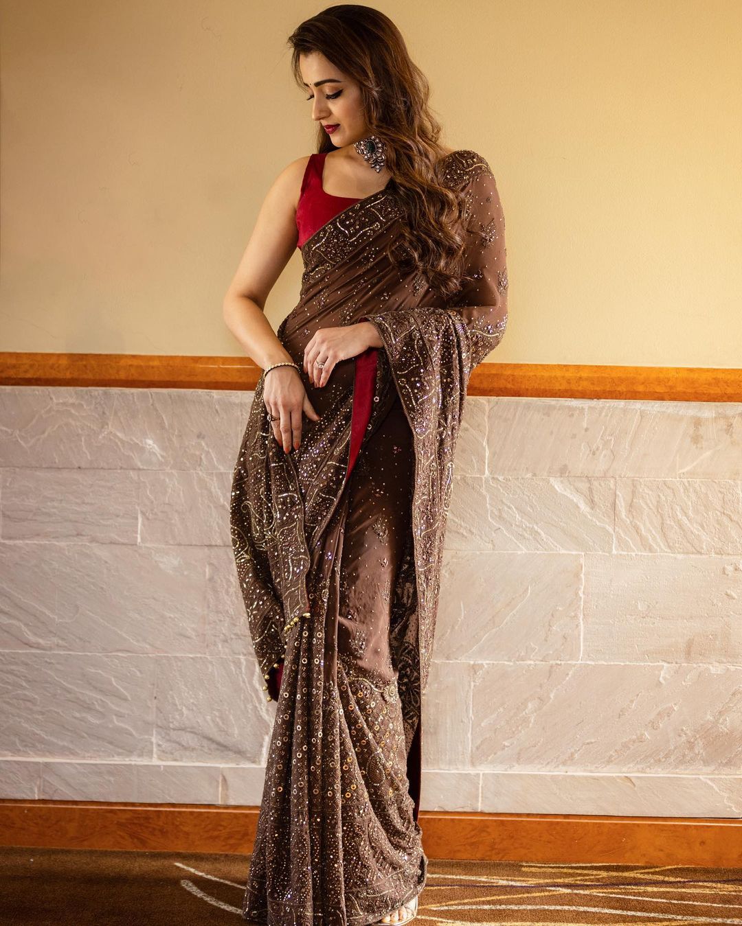 Trisha Krishnan’s Coffee Saree