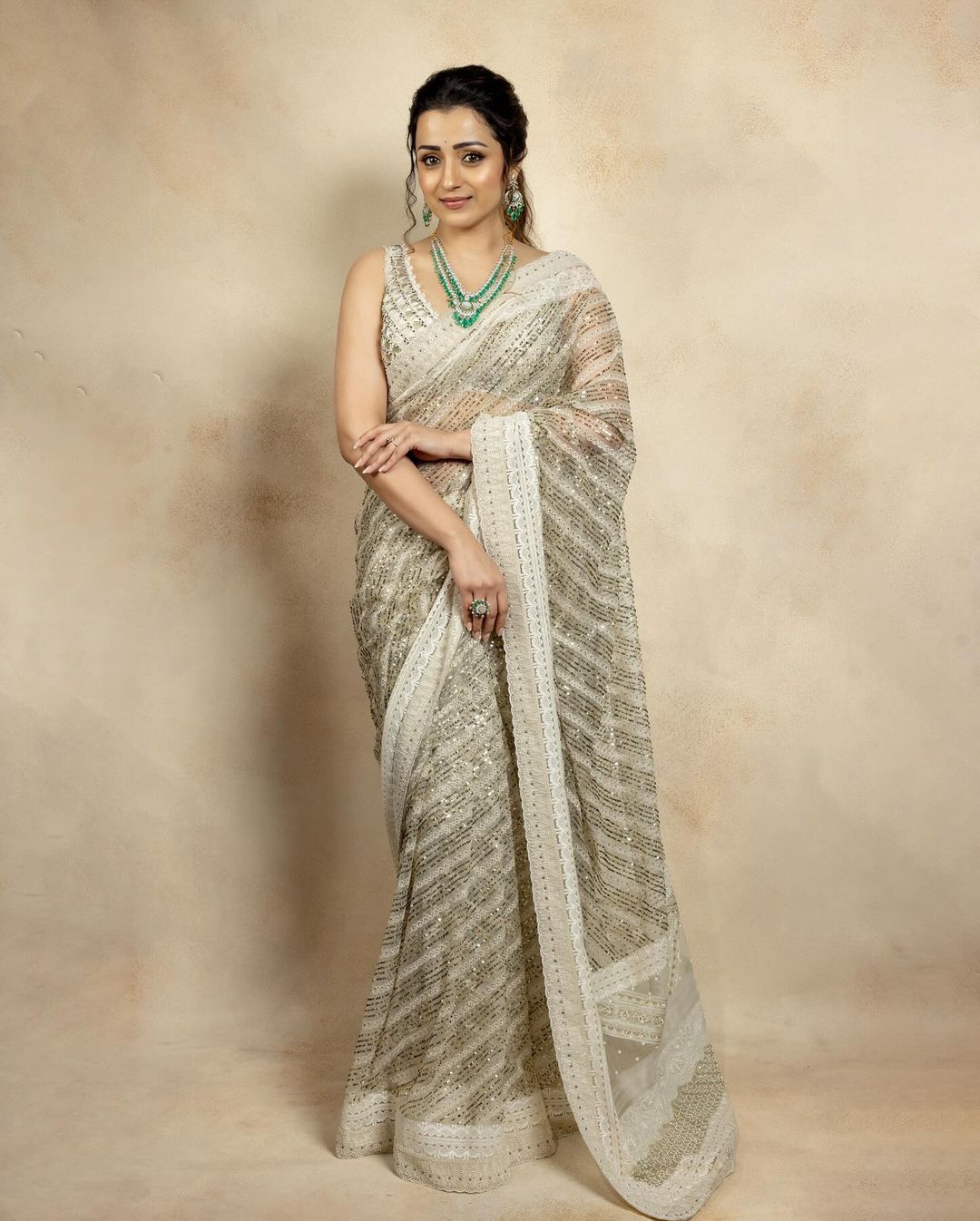 Trisha Krishnan’s Ivory Saree