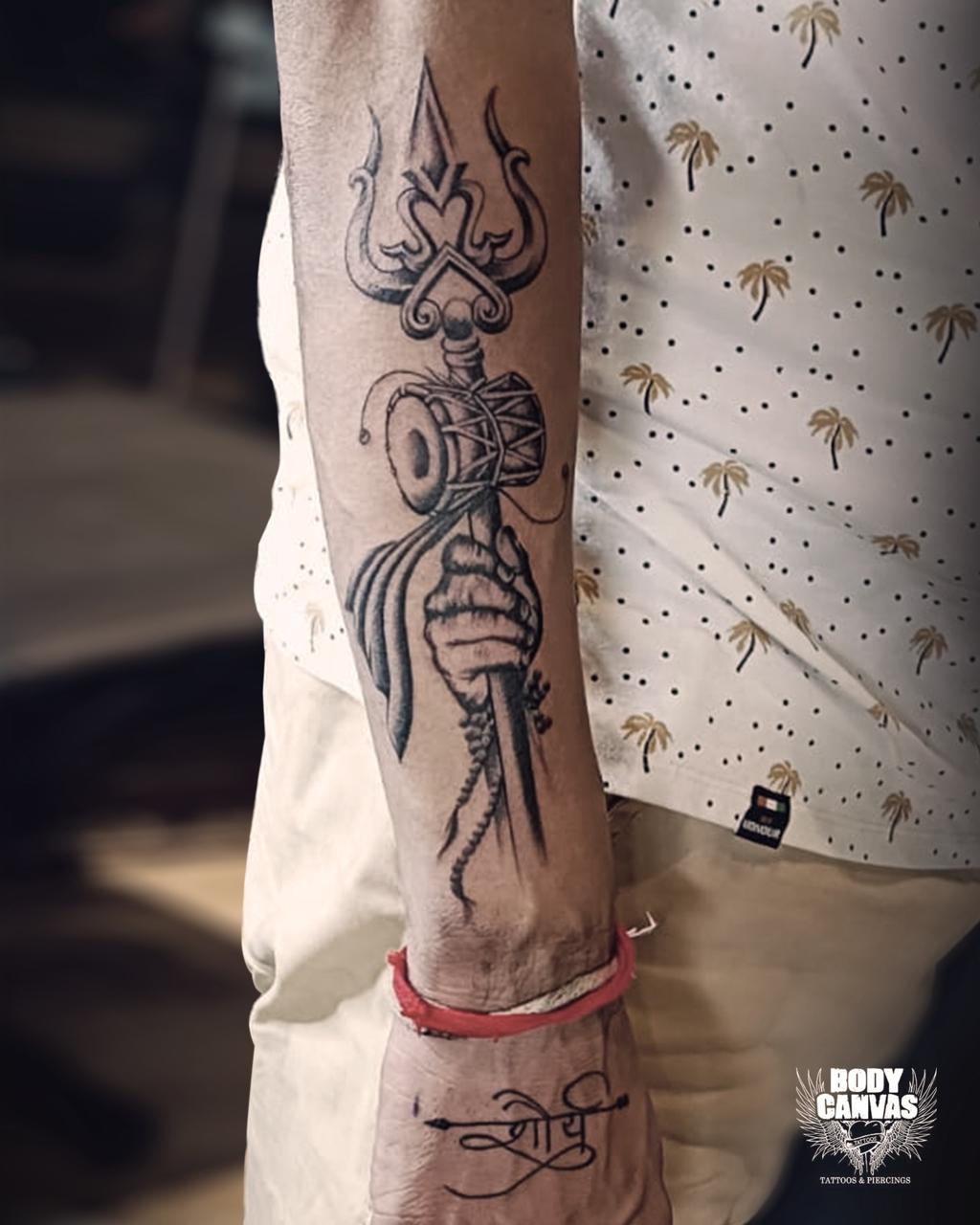 Trishul and Damru Tattoo Design