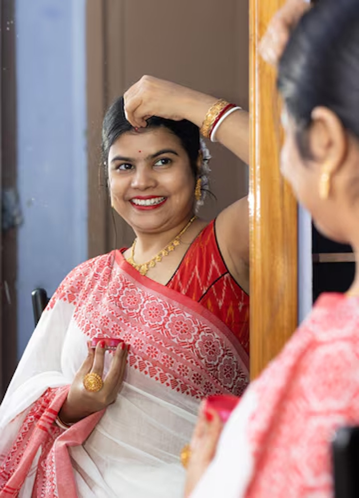 applying sindoor in solah shringar