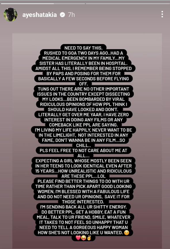 ayesha takia hit back