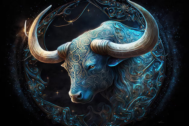 backdrop sacred zodiac taurus symbols astrology alchemy magic sorcery fortune telling generative ai digital painting zodiac sign taurus starry sky close up  