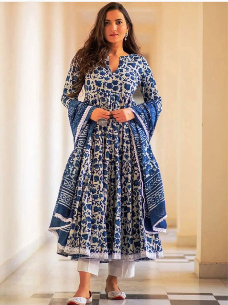 blue printed suits