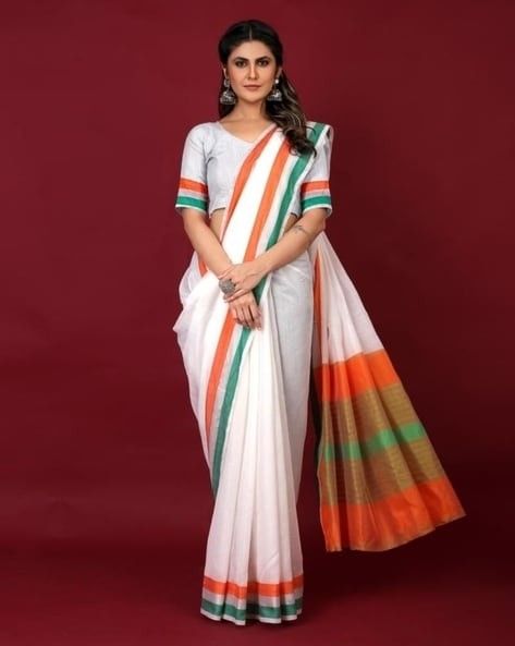 border tricolour saree for independence day
