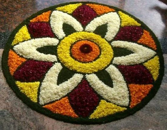 circle rangoli designs with flowers
