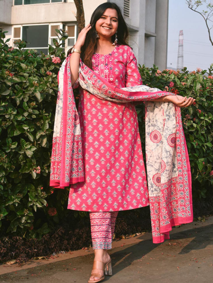 cotton printed suit