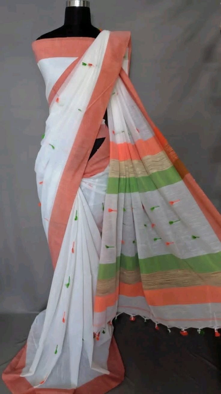 cotton tricolour saree for independence day