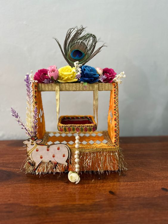 DIY Janmashtami decoration cradle